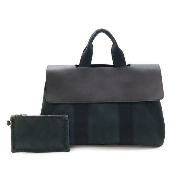 Hermes Valparaiso MM Valparaiso MM Handbag Tote Bag Twirl Chevron Leather Black - Picture 1 of 9